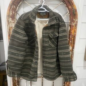 Jachs Olive Striped Shirt Jacket Large